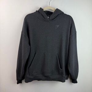 Gymshark Hoodie Mens S Charcoal Gray Pullover Logo Hooded Heavyweight Sweatshirt